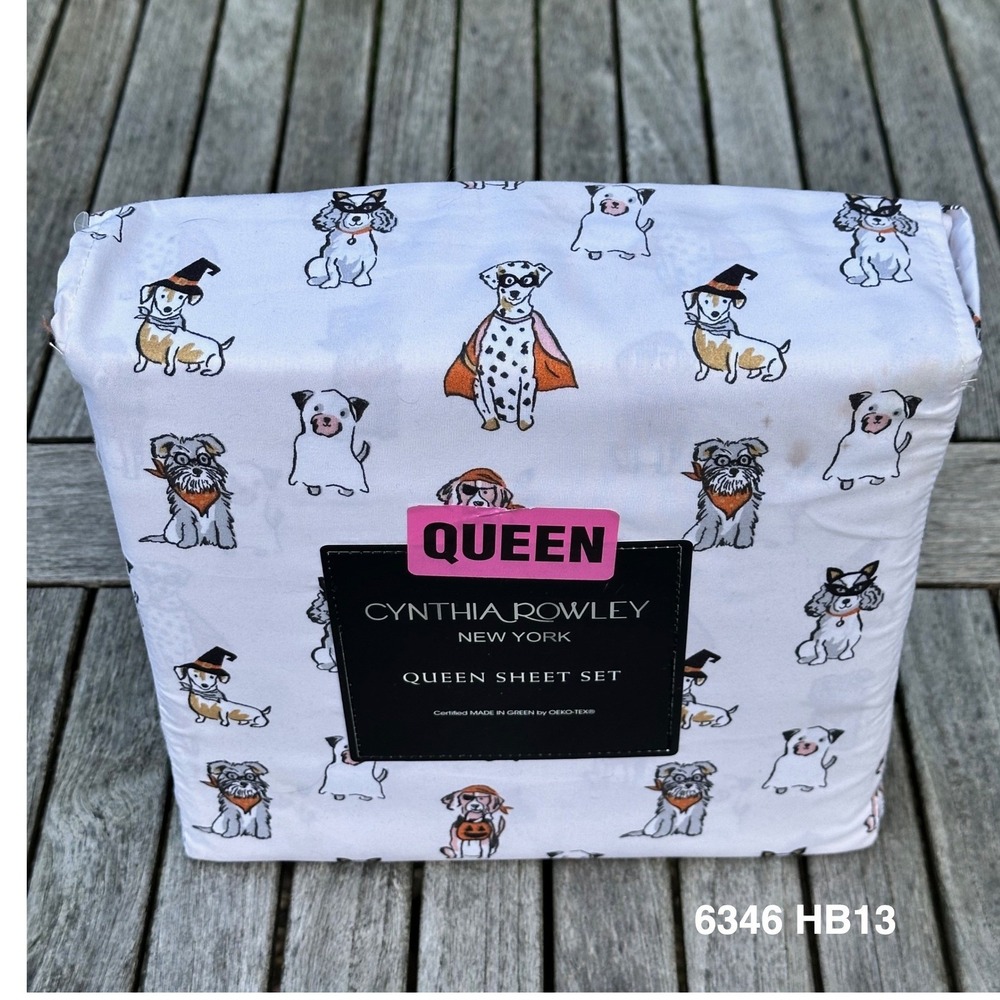 Dachshund Dogs Halloween Costume QUEEN Sheet Set 4 Piece Cynthia Rowley NEW